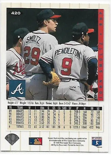 1994 Collector’s Choice Silver Signature #420 John Smoltz NM-MT Braves - Baseball Card Single