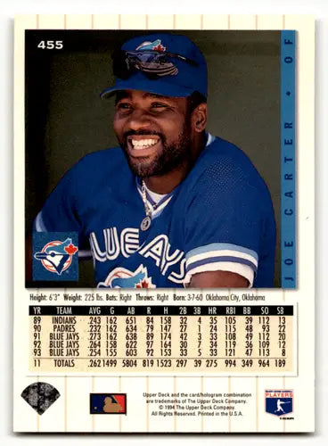 1994 Collector’s Choice Silver Signature #455 Joe Carter NM Near Mint B ID:64149 - Baseball Card Single
