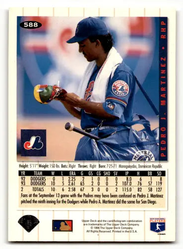 Pedro Martinez baseball card from 1994 Collector’s Choice Silver Signature series