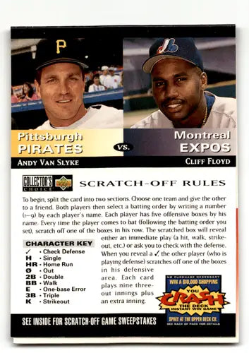 1994 Collector’s Choice Team vs. Team #15 Andy Van Slyke/Cliff Floyd NM ID:61947 - Baseball Card Single