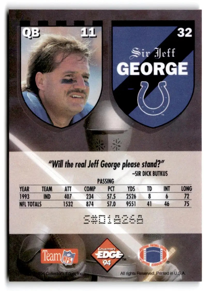 1994 Collector’s Edge Excalibur #32 Jeff George - Football Card Single