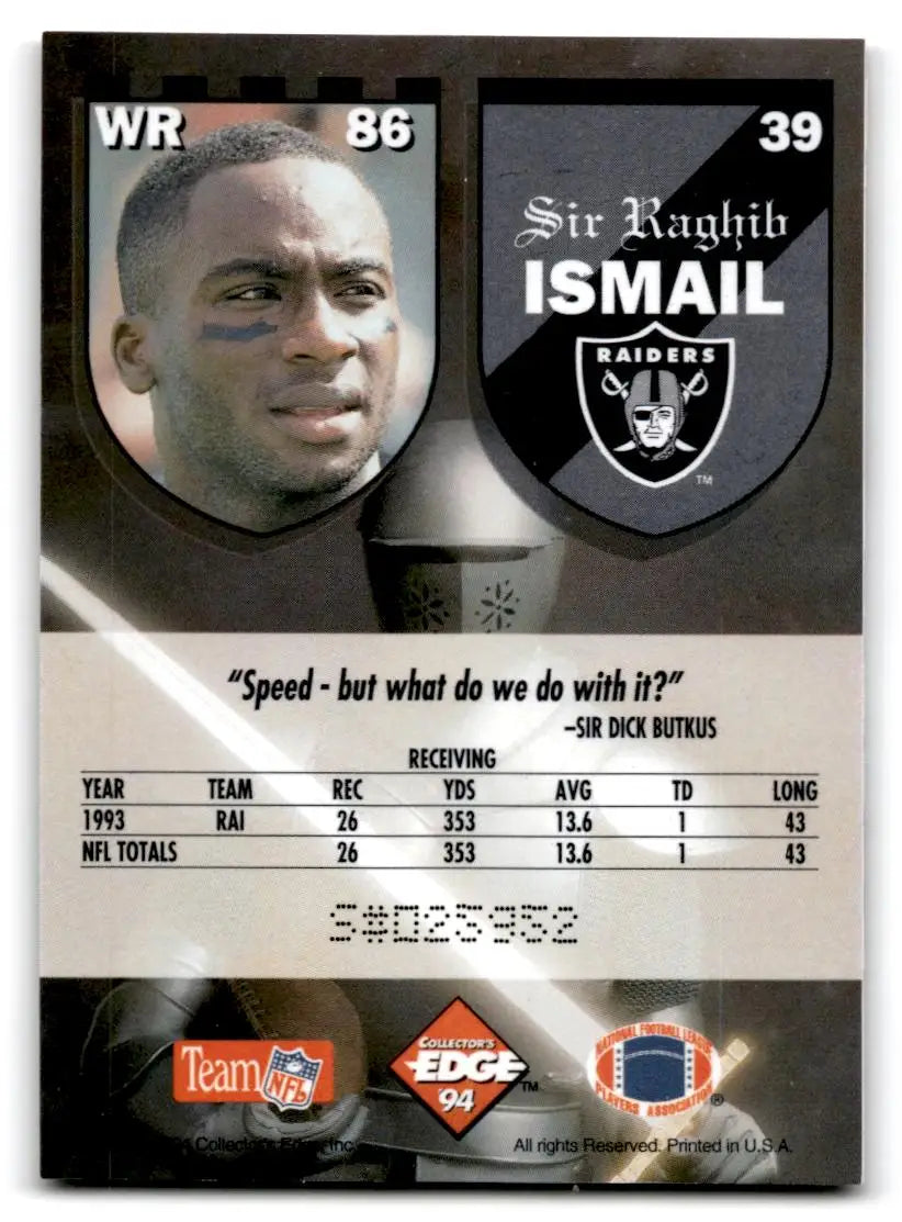 1994 Collector’s Edge Excalibur #39 Raghib Ismail - Football Card Single