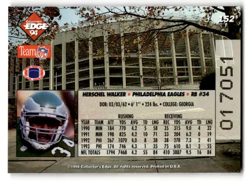 Herschel Walker football card with original gloss from 1994 Collector’s Edge Pop Warner 22K