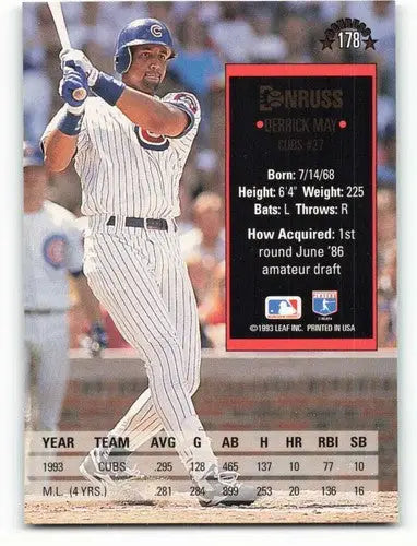 1994 Donruss Derrick May NM-MT Cubs baseball card with stats, original gloss, simply sandoval