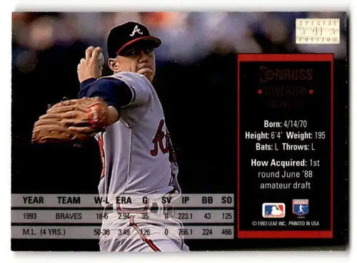 Original gloss baseball card featuring Steve Avery Atlanta Braves from 1994 Donruss
