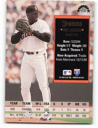 Original gloss baseball card of Mike Jackson NM-MT from 1994 Donruss #525