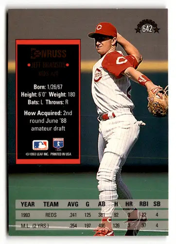 1994 Donruss #642 Jeff Branson Cincinnati Reds Baseball Cards - Baseball Card Single