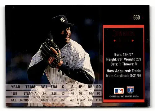 1994 Donruss #650 Lee Smith New York Yankees Baseball Cards - Baseball Card Single
