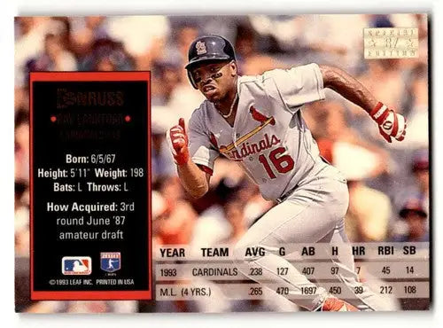 Original gloss Ray Lankford Cardinals Baseball card featuring Ozzie Smith from 1994 Donruss