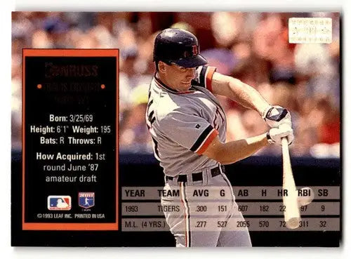 Original gloss baseball card featuring Travis Fryman Detroit Tigers from 1994 Donruss