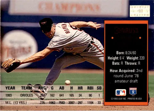 Original gloss Donruss Special Edition Gold baseball trading card of Cal Ripken Jr