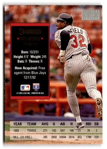 Original gloss 1994 Donruss Special Edition Gold Dave Winfield baseball card