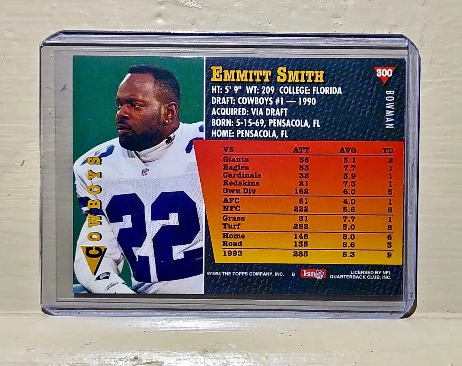 1994 Emmitt Smith Topps Bowman #300 NFL Trading Card Cowboys - Football Card Single