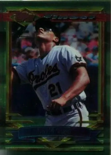 Original gloss 1994 Finest David Segui baseball card featuring Simply Sandoval Orioles image