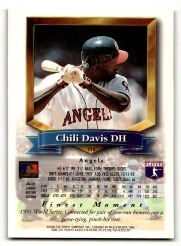 Original gloss baseball card featuring Chili Davis California Angels player