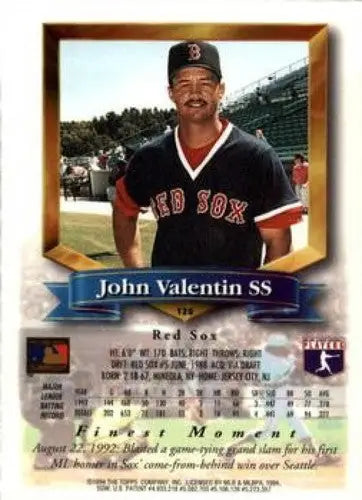 John Valentin baseball card with original gloss from 1994 Finest #128 NM-MT Red Sox