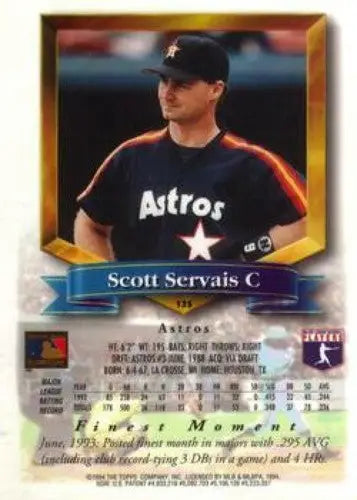Original gloss Scott Servais baseball card from 1994 Finest #135 Astros collectible