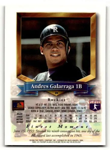 Original gloss 1994 Finest #35 Andres Galarraga Colorado Rockies baseball card