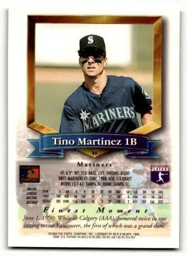 Tino Martinez Seattle Mariners baseball card from 1994 Finest #55 NM ID 63277
