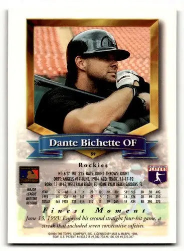 1994 Finest #59 Dante Bichette Colorado Rockies Baseball Cards NM Ne ID:63228 - Baseball Card Single