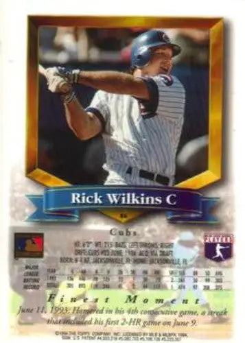 1994 Finest Rick Wilkins baseball card with original gloss from Cubs collection