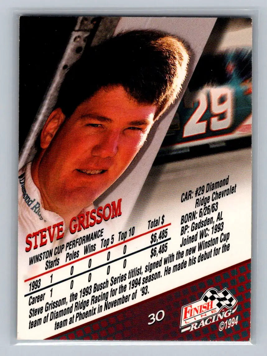1994 Finish Line #30 Steve Grissom Diamond Ridge Motorsports - Racing Card Single
