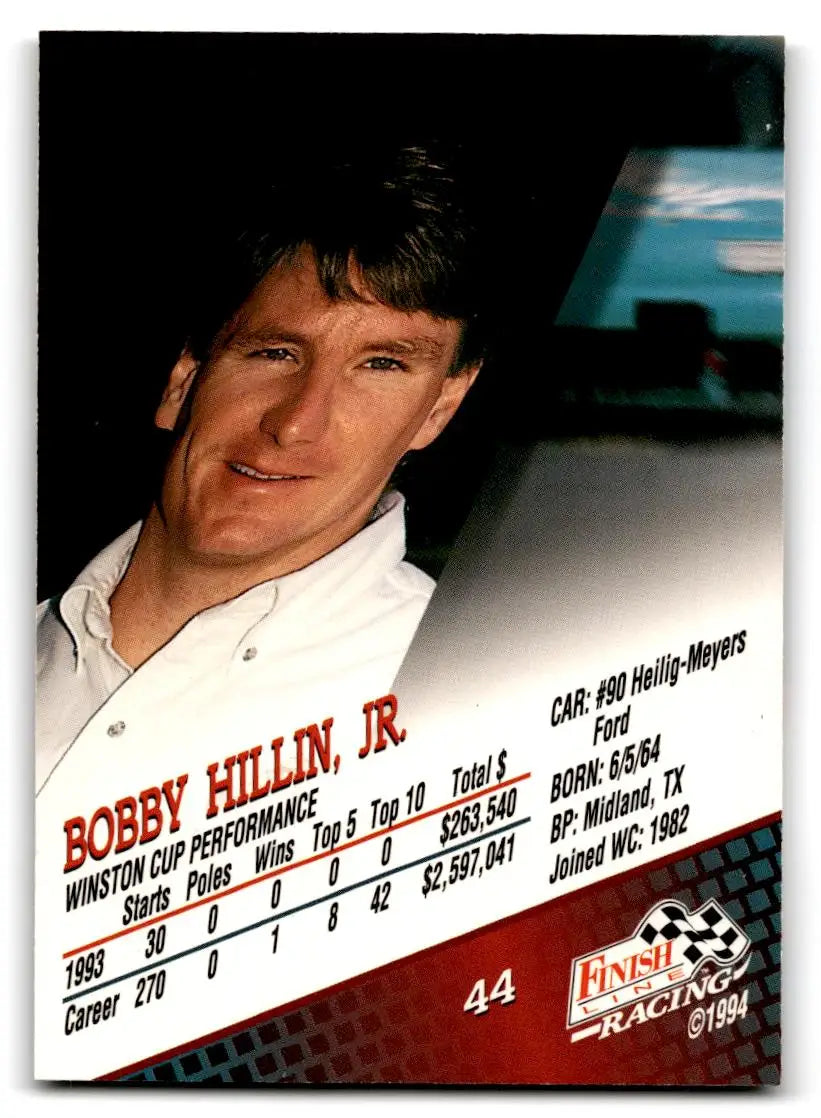 1994 Finish Line #44 Bobby Hillin Jr. - Racing Card Single
