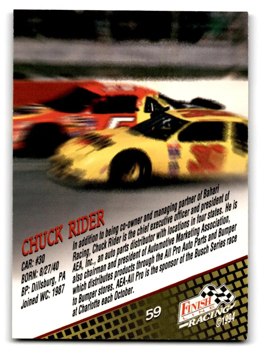 1994 Finish Line #59 Chuck Rider - Racing Card Single