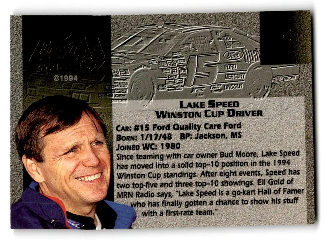 1994 Finish Line Gold #6 Lake Speed - Racing Card Single