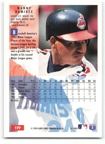 1994 Fleer #119 Manny Ramirez NM-MT Indians ID:81208 - Baseball Card Single