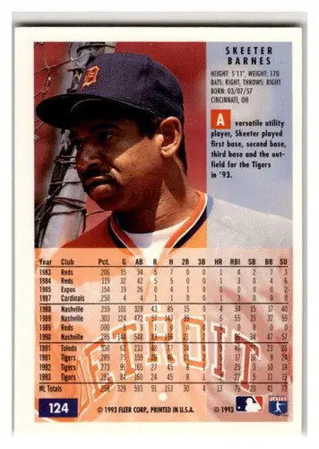 1994 Fleer #124 Skeeter Barnes NM Near Mint Tigers - Baseball Card Single
