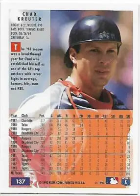 1994 Fleer #137 Chad Kreuter NM Near Mint Tigers - Baseball Card Single