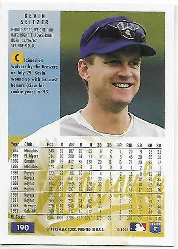 1994 Fleer #190 Kevin Seitzer NM Near Mint Brewers - Baseball Card Single