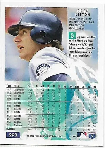 1994 Fleer #292 Greg Litton NM Near Mint Mariners - Baseball Card Single
