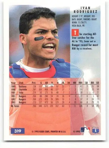 1994 Fleer #319 Ivan Rodriguez NM-MT Rangers ID:58454 - Baseball Card Single