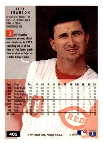 Jeff Branson baseball card from 1994 Fleer #405 with original gloss featuring Reds