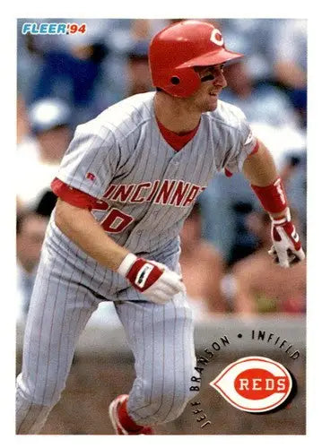 Original gloss Jeff Branson baseball card from 1994 Fleer #405 featuring Reds player