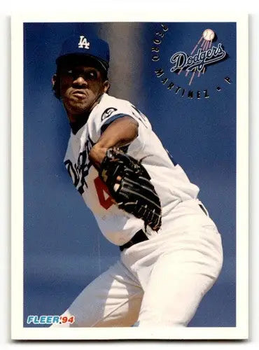 Original gloss of Pedro Martinez Los Angeles Dodgers baseball card from 1994 Fleer