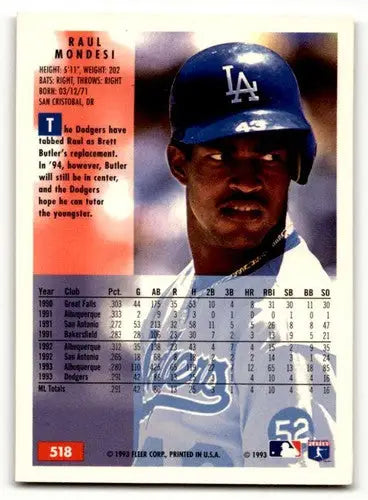 1994 Fleer #518 Raul Mondesi Los Angeles Dodgers Baseball Cards EX/N ID:63566 - Baseball Card Single