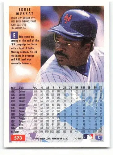 Original gloss Eddie Murray baseball card 1994 Fleer NM-MT Mets ID 54414