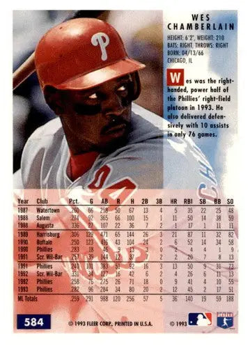 1994 Fleer #584 Wes Chamberlain NM Near Mint Phillies - Baseball Card Single