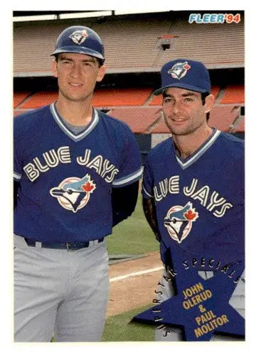 Original gloss 1994 Fleer baseball card featuring John Olerud and Paul Molitor SSS Toronto Blue Jays