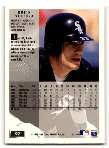 Original gloss Robin Ventura baseball card from 1994 Fleer Simply Sandoval collection