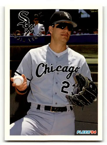 Baseball card featuring Robin Ventura in a Chicago White Sox uniform from 1994 Fleer