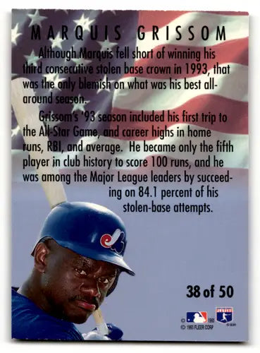 1994 Fleer All Stars #38 Marquis Grissom NM Near Mint Expos ID:58532 - Baseball Card Single