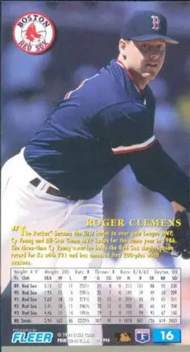 1994 Fleer Extra Bases Roger Clemens baseball card featuring Red Sox NM-MT condition
