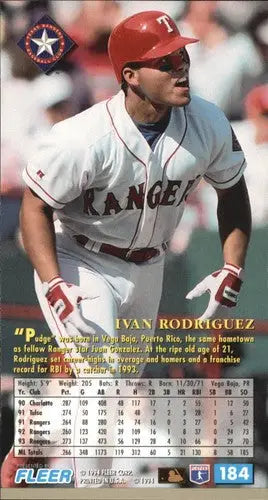 1994 Fleer Extra Bases #184 Ivan Rodriguez NM-MT Rangers - Baseball Card Single