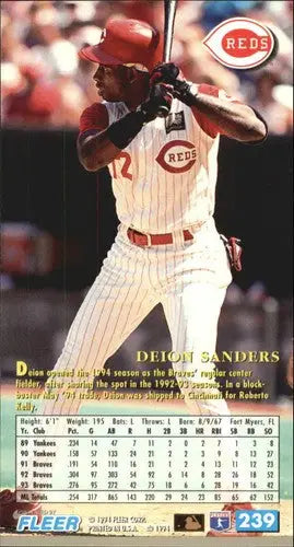 1994 Fleer Extra Bases #239 Deion Sanders NM-MT Reds - Baseball Card Single