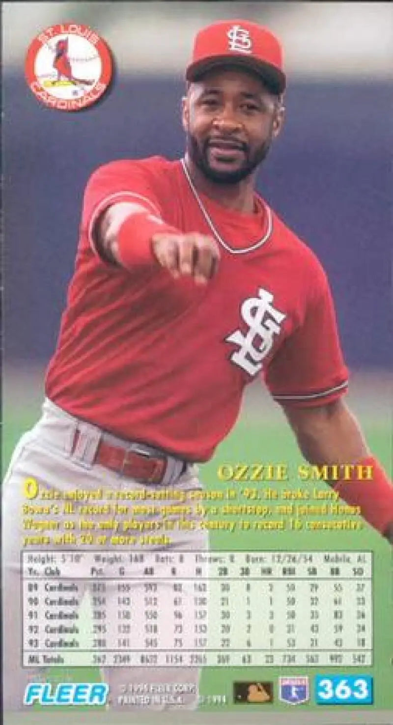 1994 Fleer Extra Bases #363 Ozzie Smith NM-MT Cardinals ID:79569 - Baseball Card Single