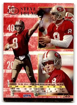1994 Fleer Football Ultra Steve Young #285 San Francisco 49ers - Football Card Single